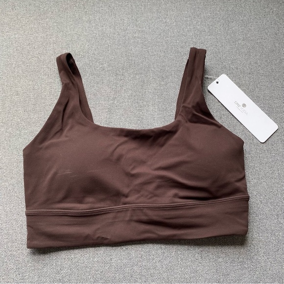 CRZ Yoga Butterluxe U Back Sports Bra Longline Crop Workout Pilates Fudge Brown - Picture 5 of 11